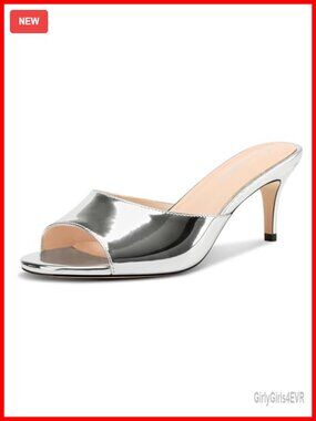 Kitten Heel Mules Round Open Toe Slip On Sandals for Prom Wedding Party
